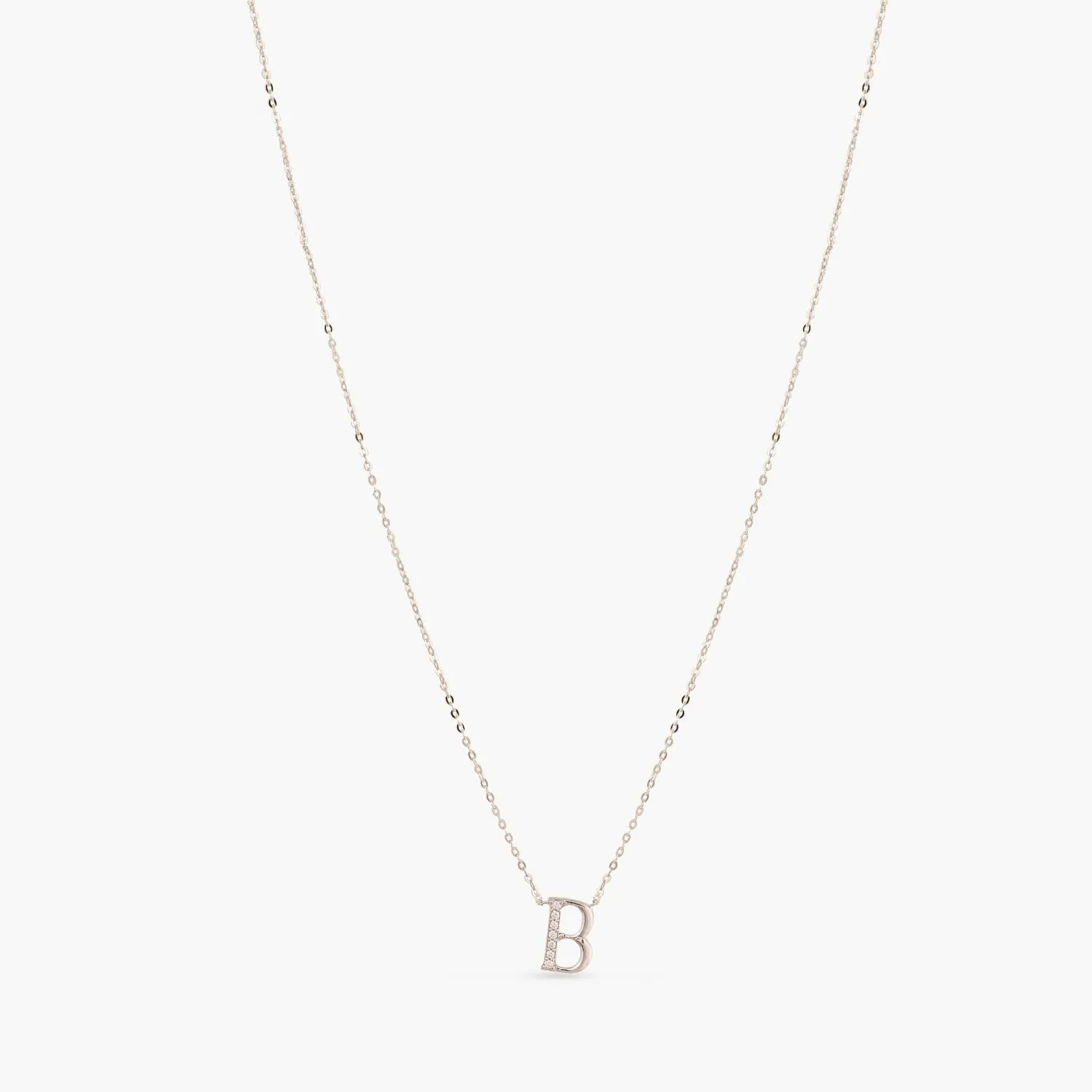 Alphabet A-Z Charms CZ White-Gold Plated Silver Necklace