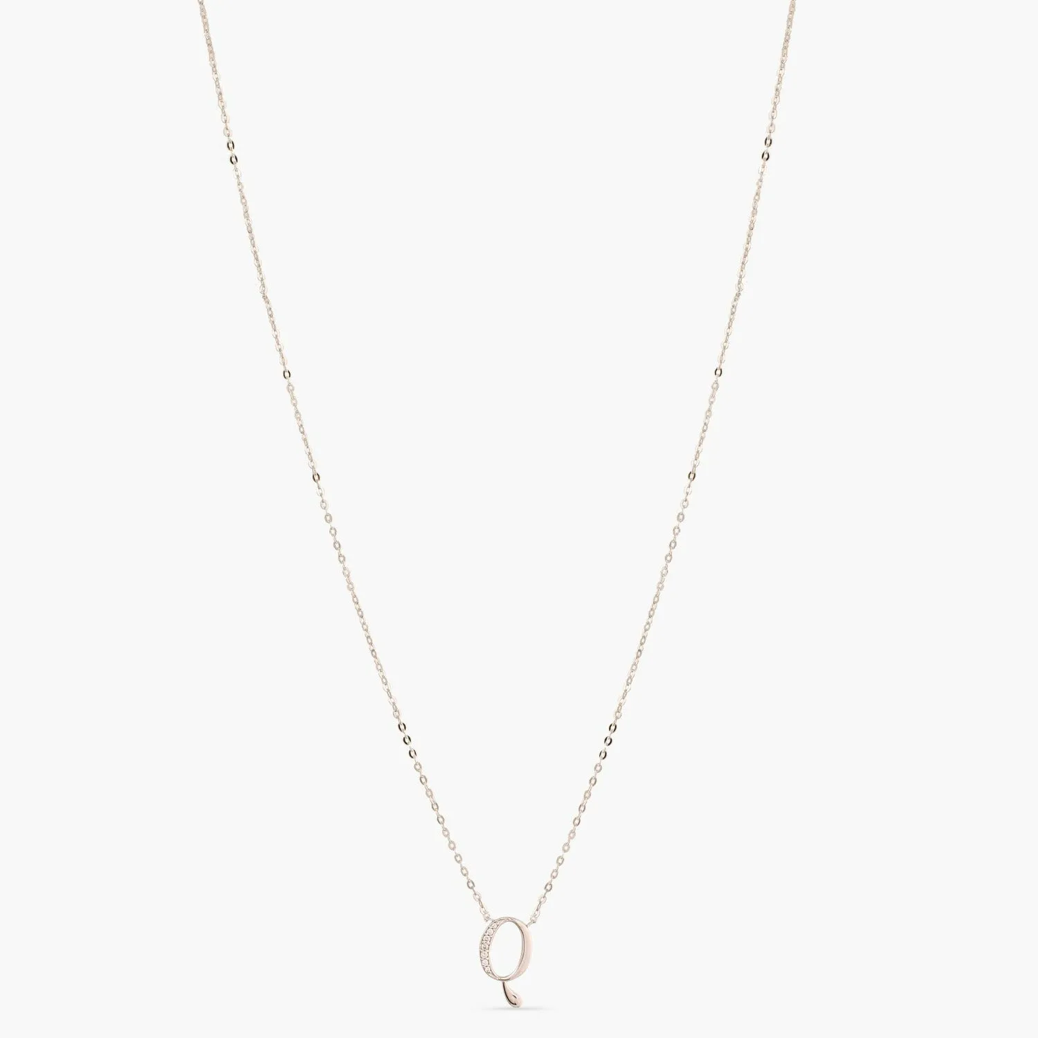 Alphabet A-Z Charms CZ White-Gold Plated Silver Necklace