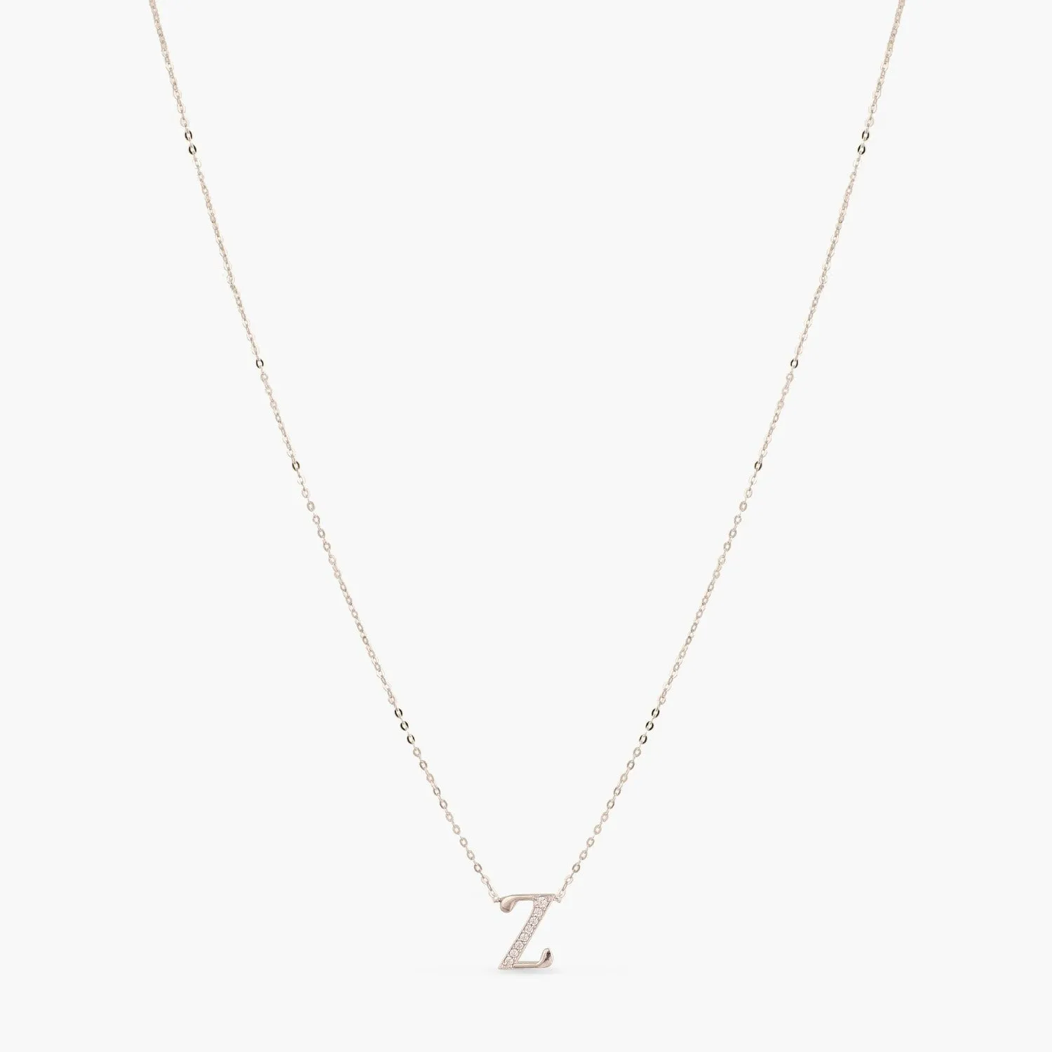 Alphabet A-Z Charms CZ White-Gold Plated Silver Necklace