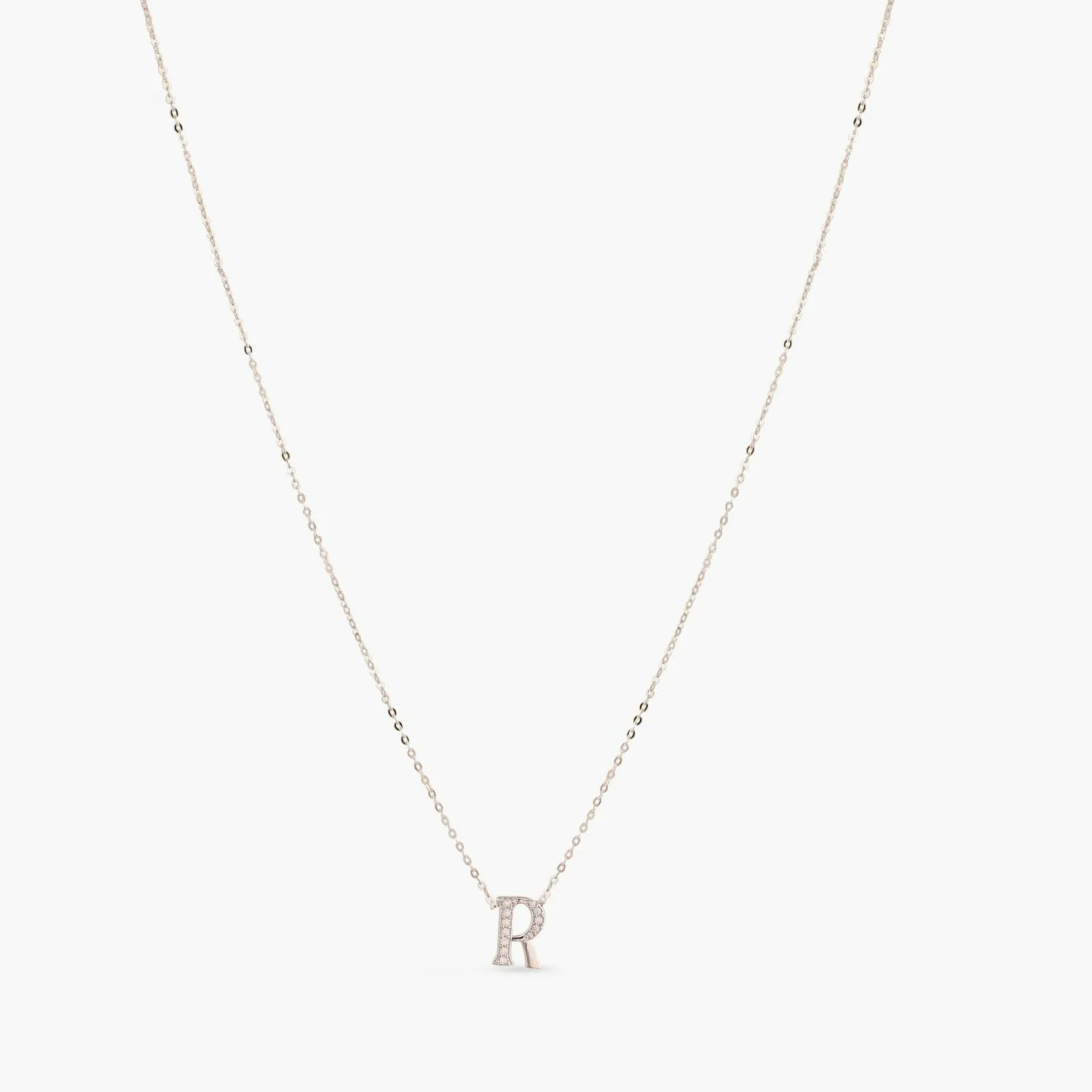 Alphabet A-Z Charms CZ White-Gold Plated Silver Necklace