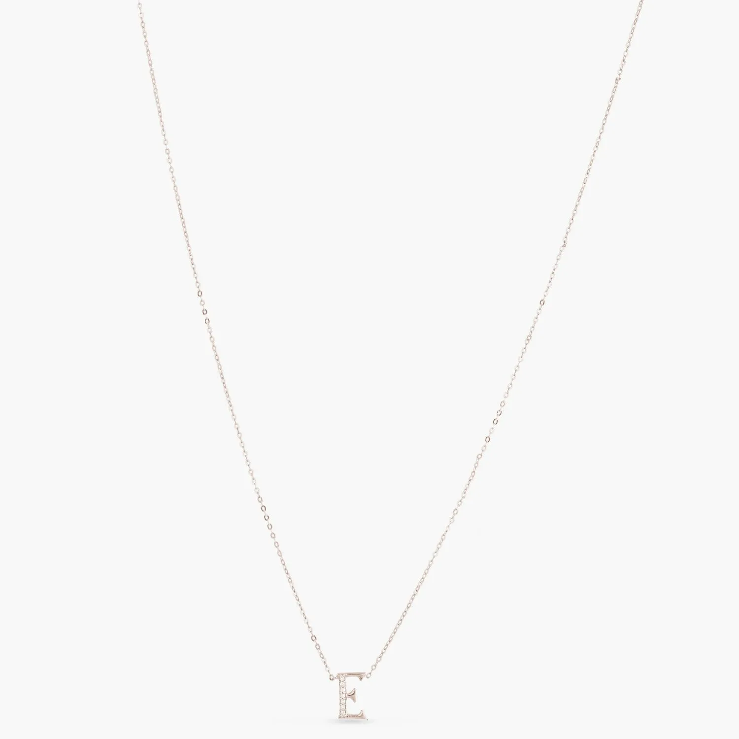 Alphabet A-Z Charms CZ White-Gold Plated Silver Necklace