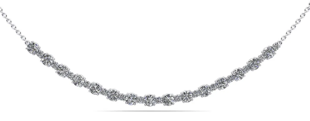 Alternating Diamond Tennis Lab-Grown Diamond Necklace with 1.41 ct.(finished) 1.4mm, 2.6mm