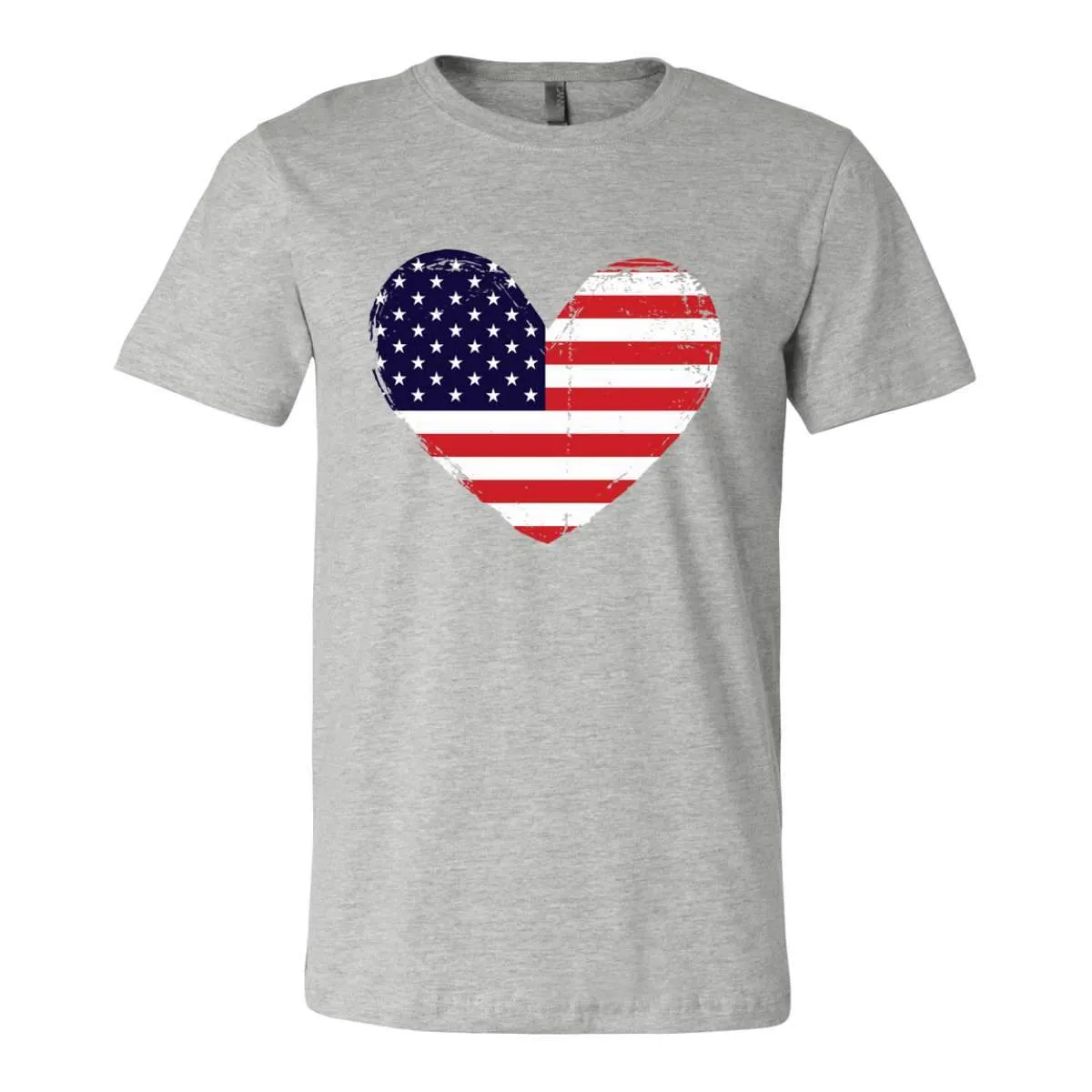 American Flag Heart T-Shirt - Athletic Heather