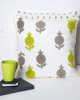 Anar Cushion Cover - Grey & Lime