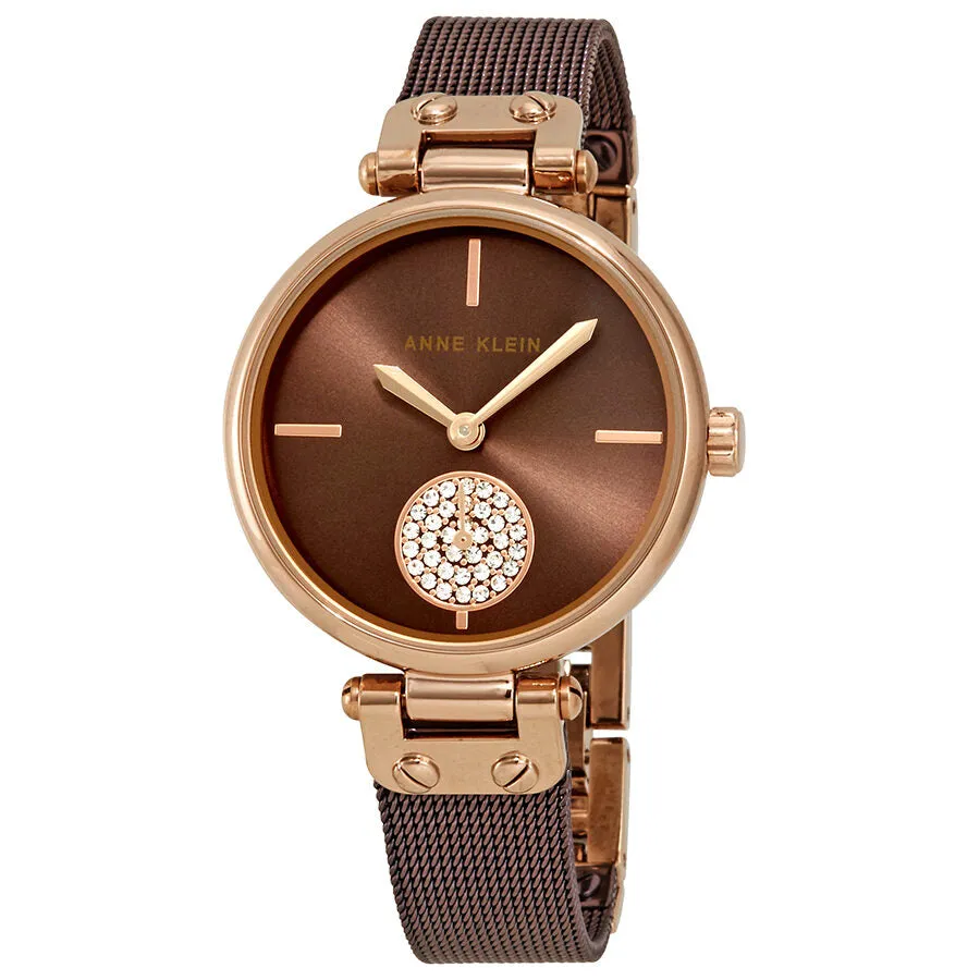 Anne Klein Swarovski Crystals Brown Dial Ladies Watch 3001RGBN