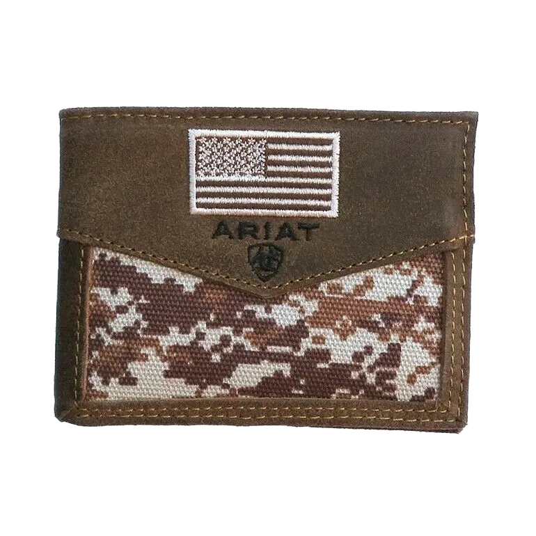 Ariat Digital Camo & Embroidered Flag Bi-fold Rodeo Wallet A3536844