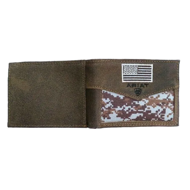 Ariat Digital Camo & Embroidered Flag Bi-fold Rodeo Wallet A3536844