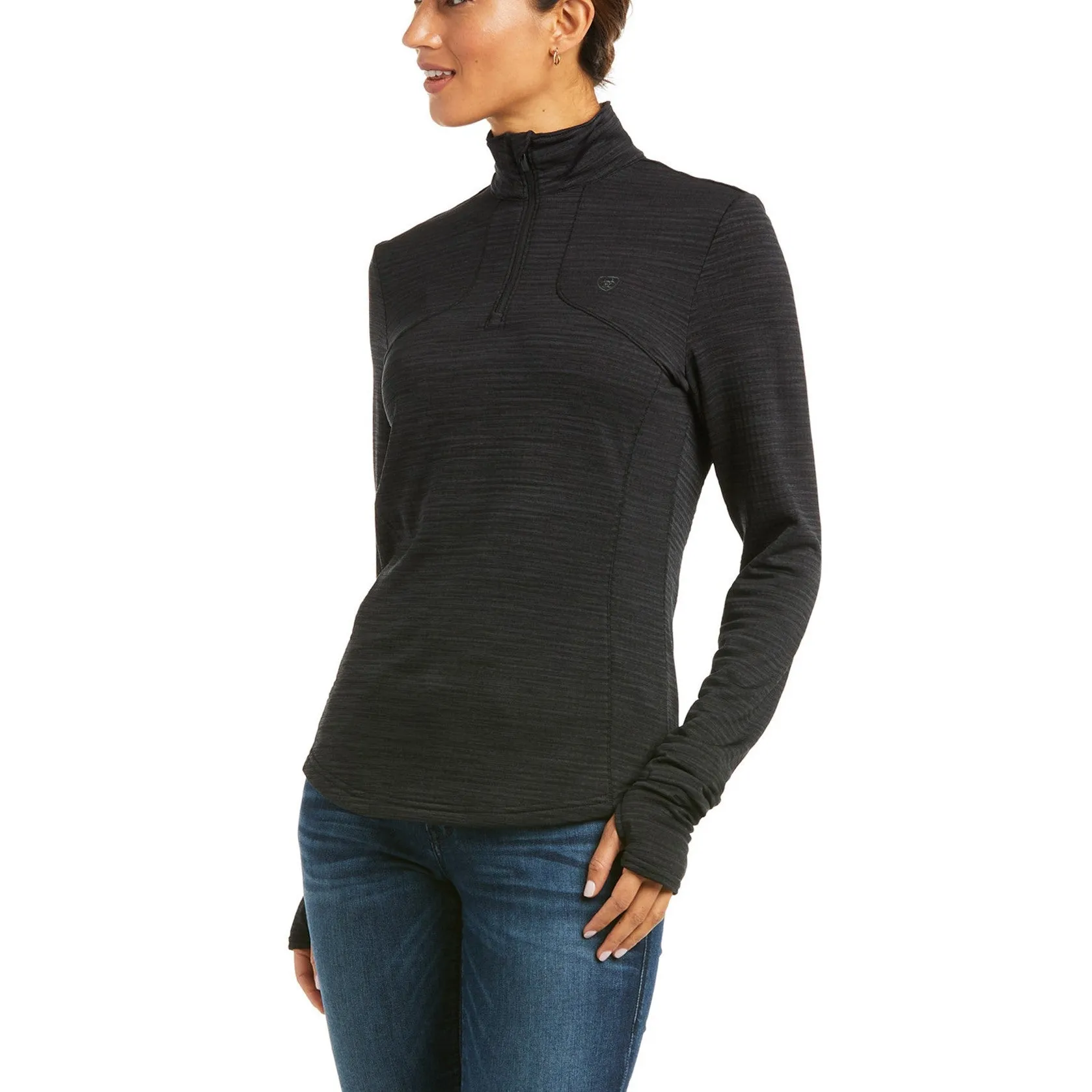 Ariat Ladies Gridwork 1/4 Zip Baselayer Black 10037253