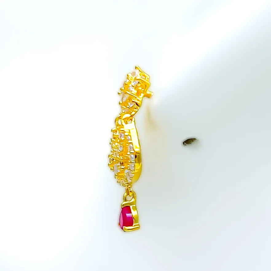 Attractive CZ Hanging 22k Gold Earrings