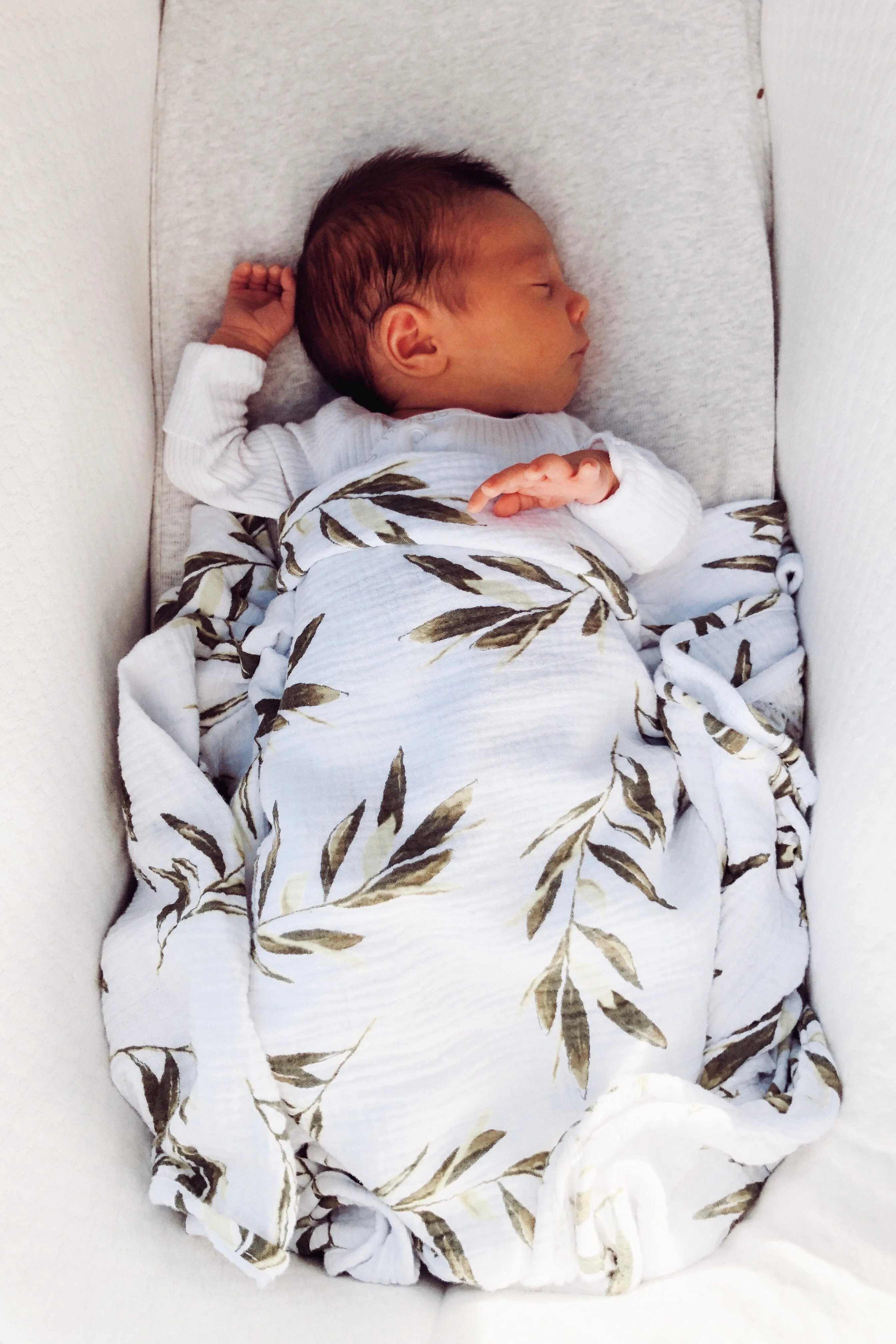 Baby Swaddle Blanket - Cotton Bubble - Olive Leaf