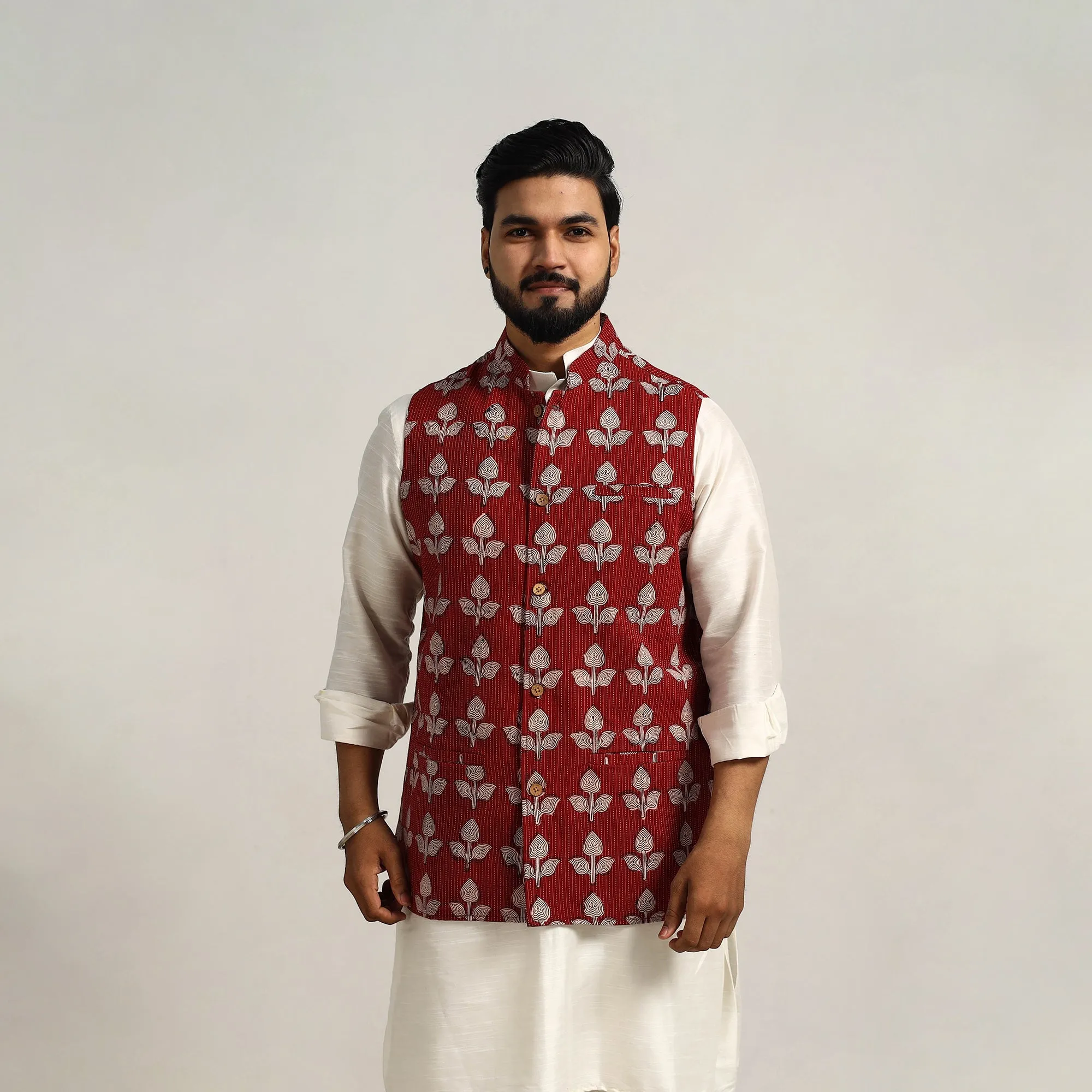 Bagh Print Nehru Jacket for Men 12