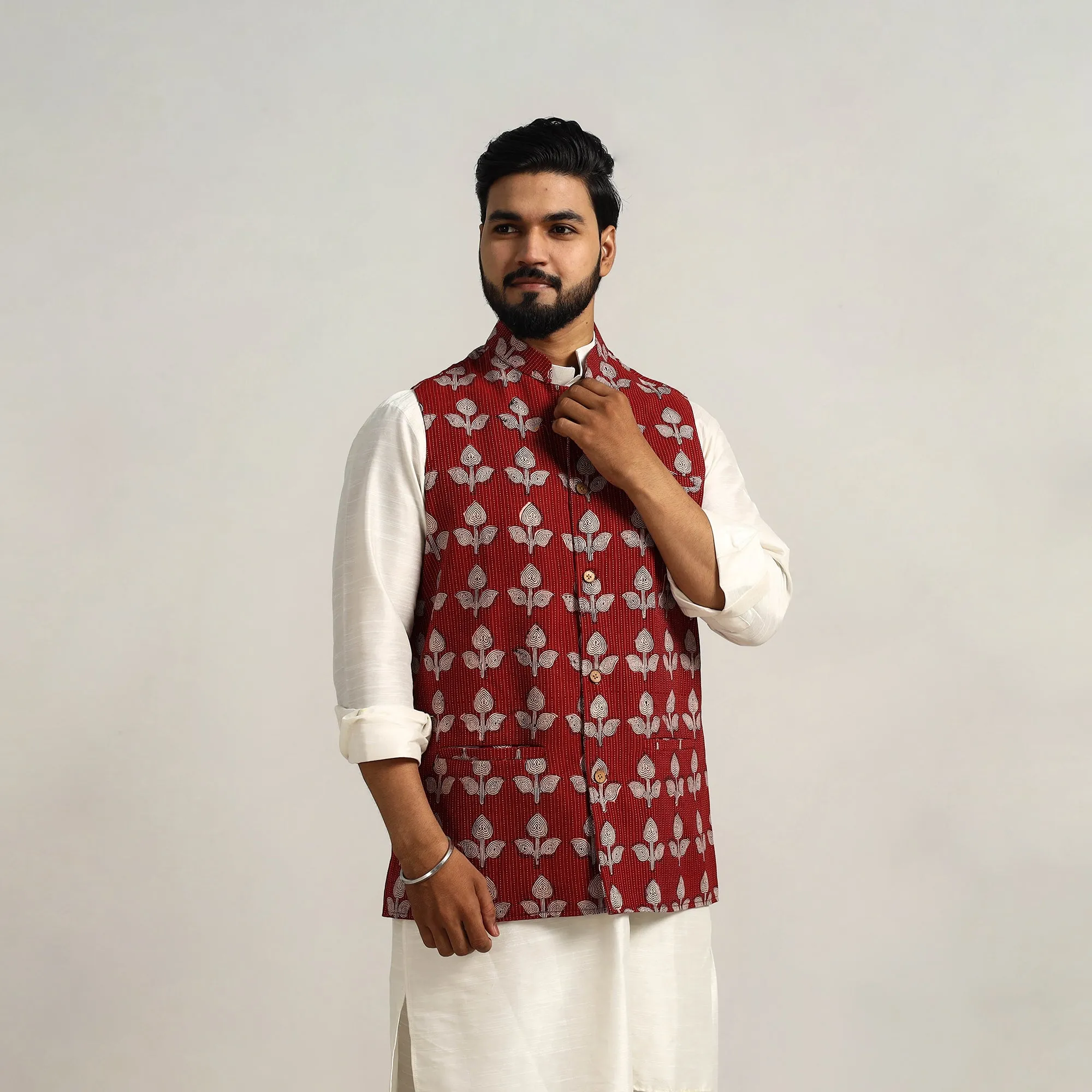 Bagh Print Nehru Jacket for Men 12