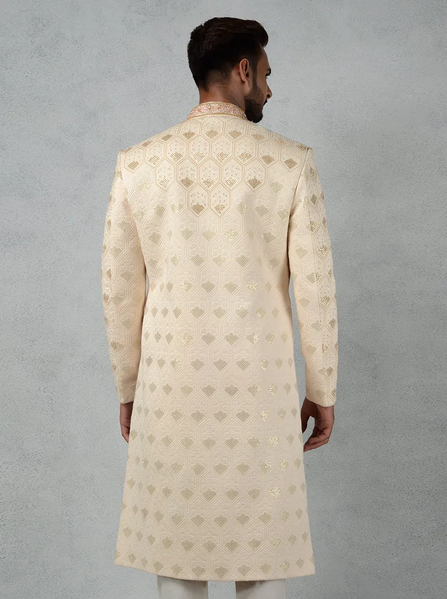 Beige & Gold Sherwani | TULA