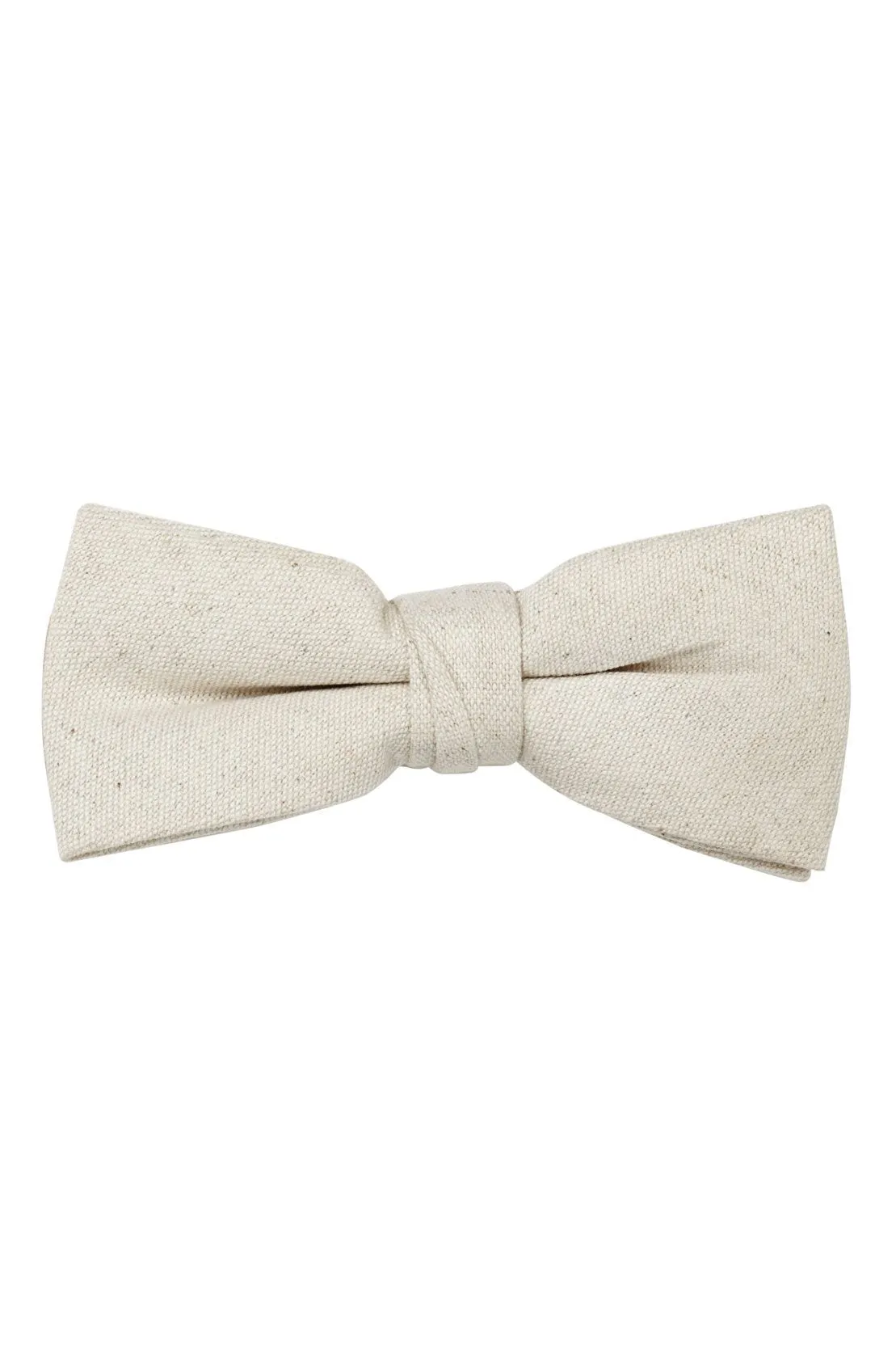 Beige Linen Bow Tie