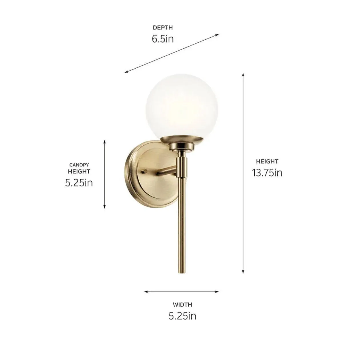 Benno 14" 1-Light Wall Sconce With Opal Glass, Bronze Finish