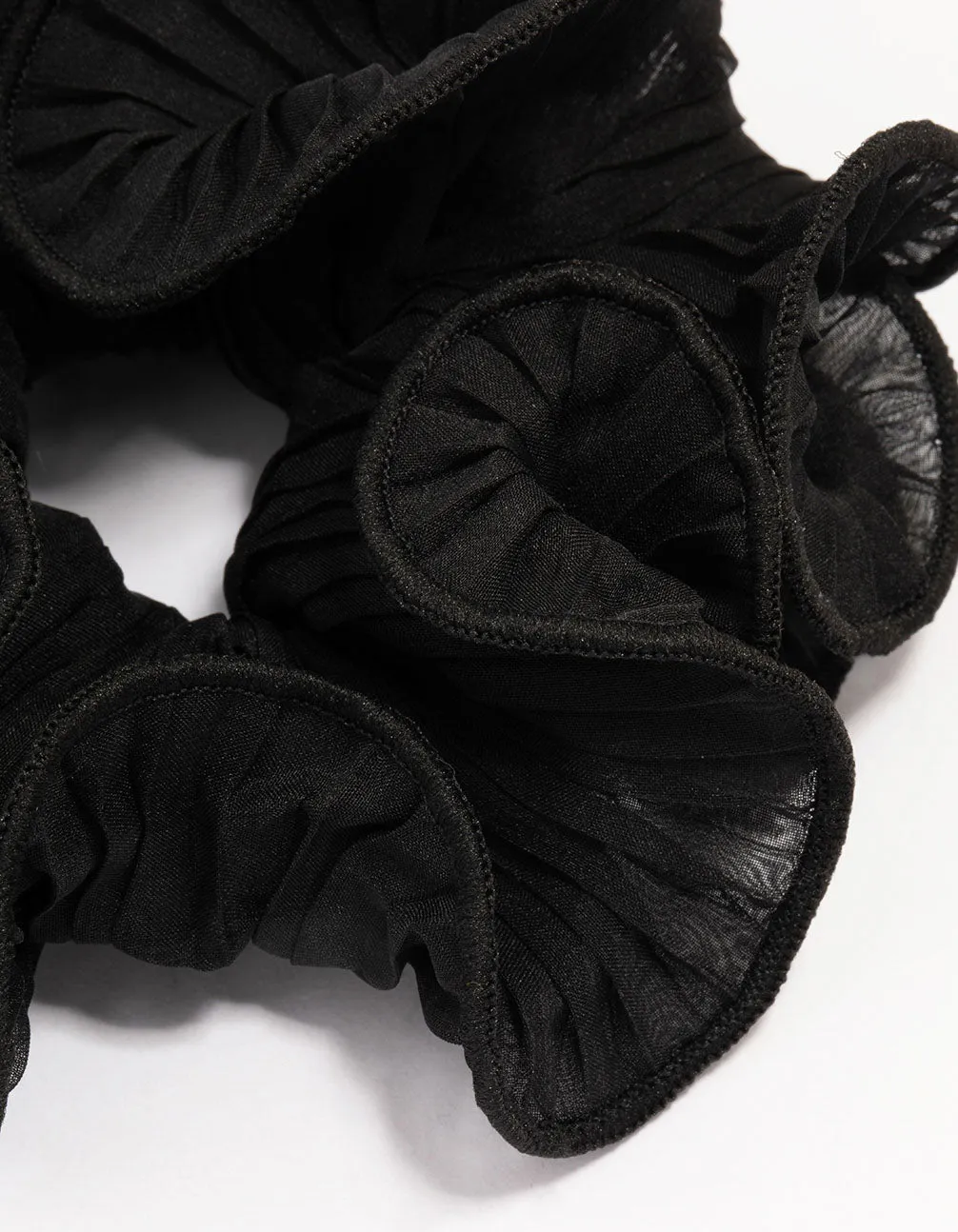 Black Fabric Crinkle Statement Hair Scrunchie