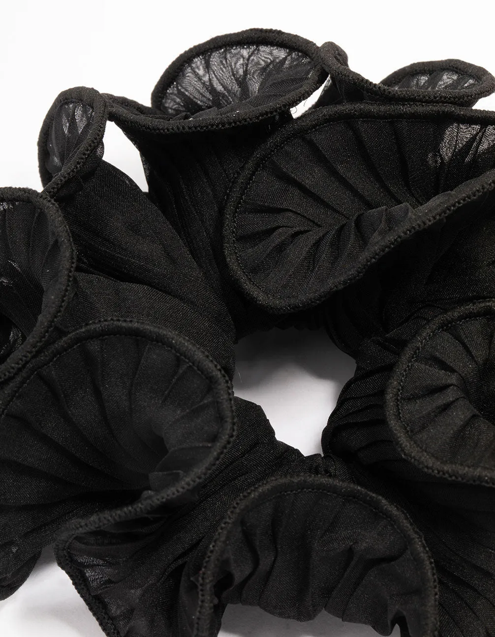 Black Fabric Crinkle Statement Hair Scrunchie