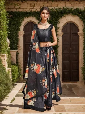 Black Floral Lehenga Choli