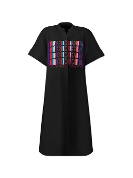 Black Fulani Embroidered Shirt Dress