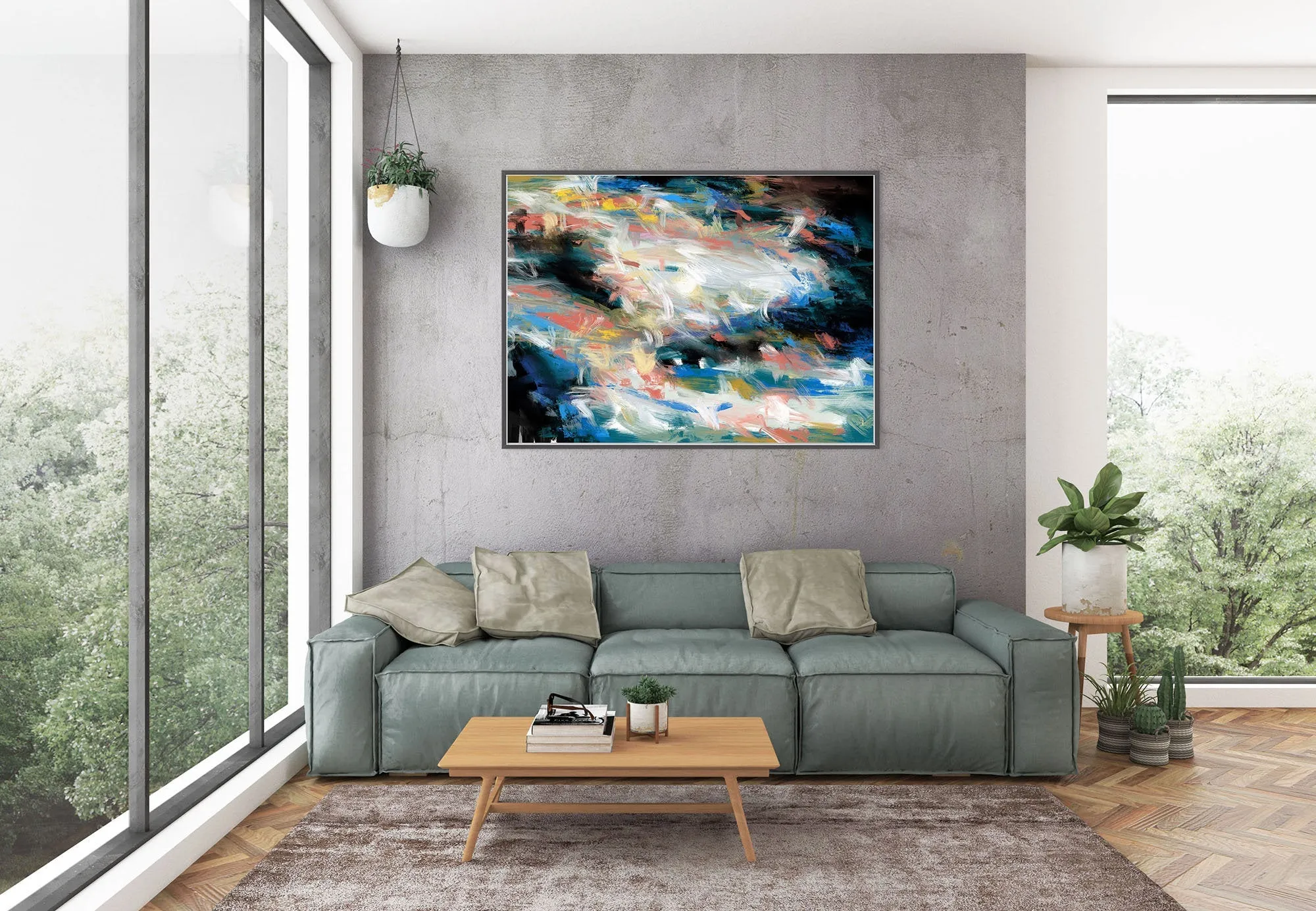 Black Pink Blue Textured Painting Original Abstract Painting Qp002