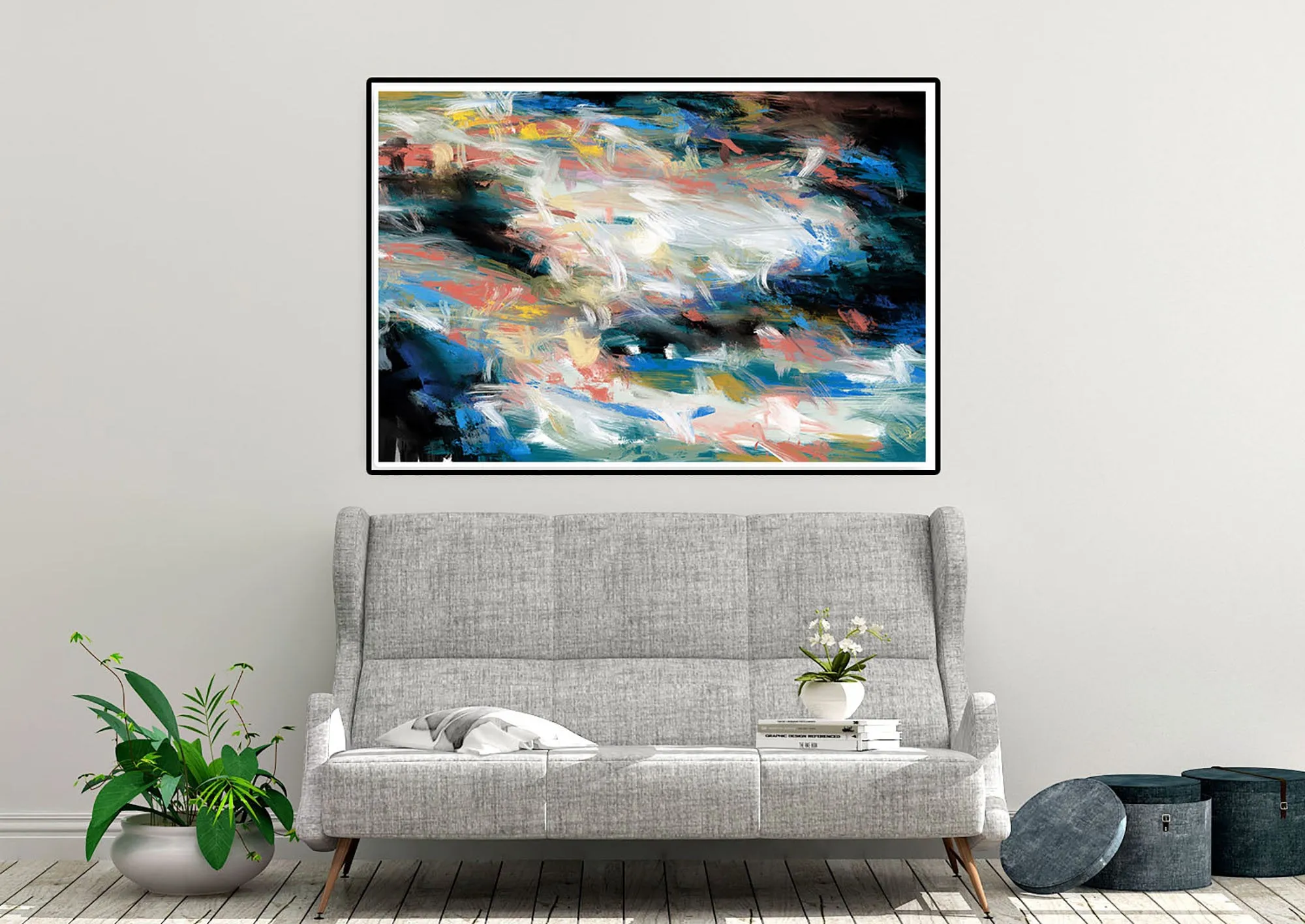 Black Pink Blue Textured Painting Original Abstract Painting Qp002