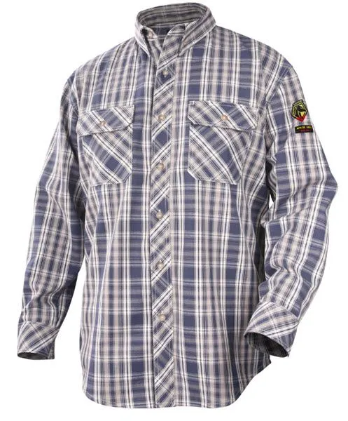 Black Stallion Blue Plaid AR/FR Cotton Work Shirt WF2110-PB