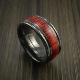 Black Titanium ring with Wood Inlay Custom Made Wedding Men's Band