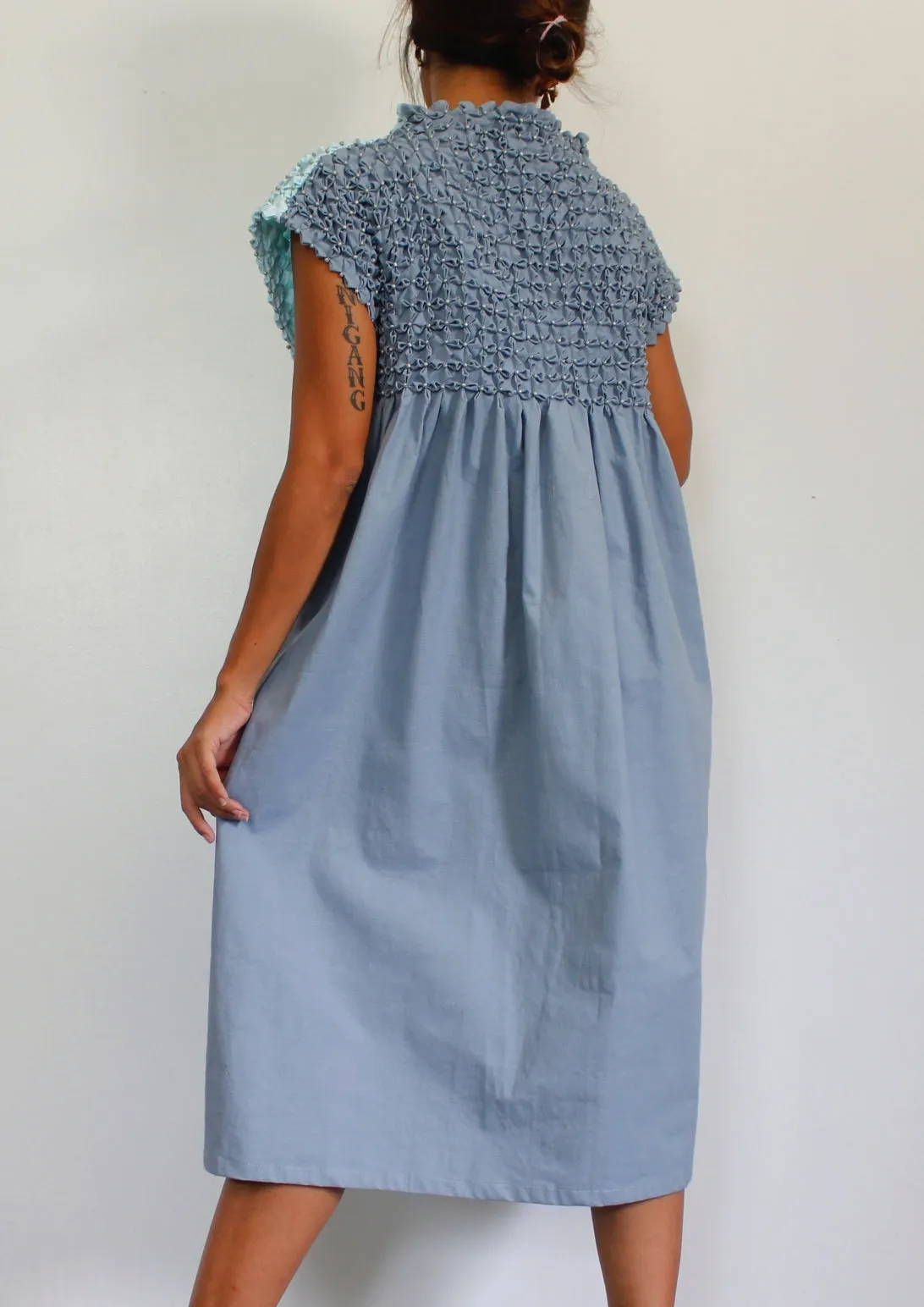 bloom dress - sky blue & gray