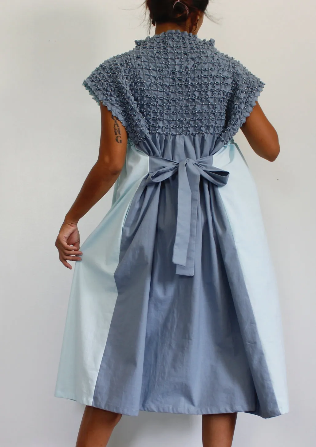 bloom dress - sky blue & gray