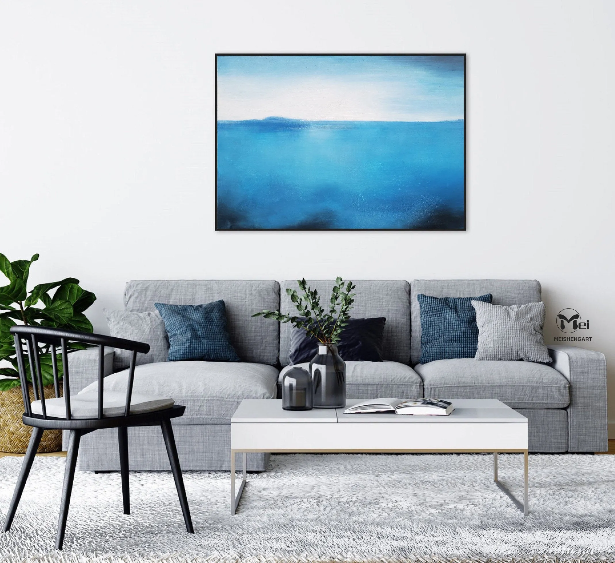 Blue Abstract Painting Landscape Painting On Canvas Kp004