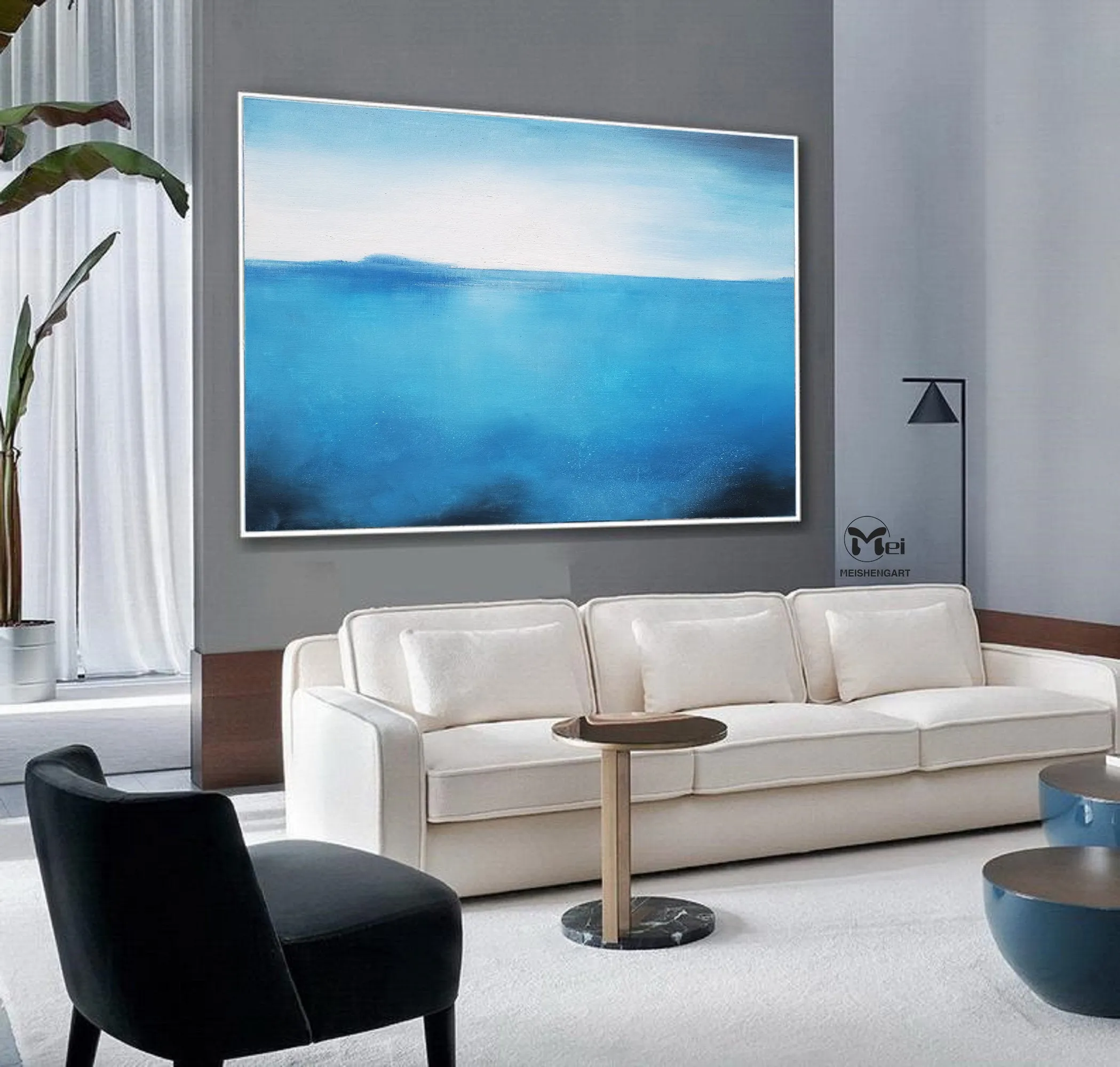 Blue Abstract Painting Landscape Painting On Canvas Kp004