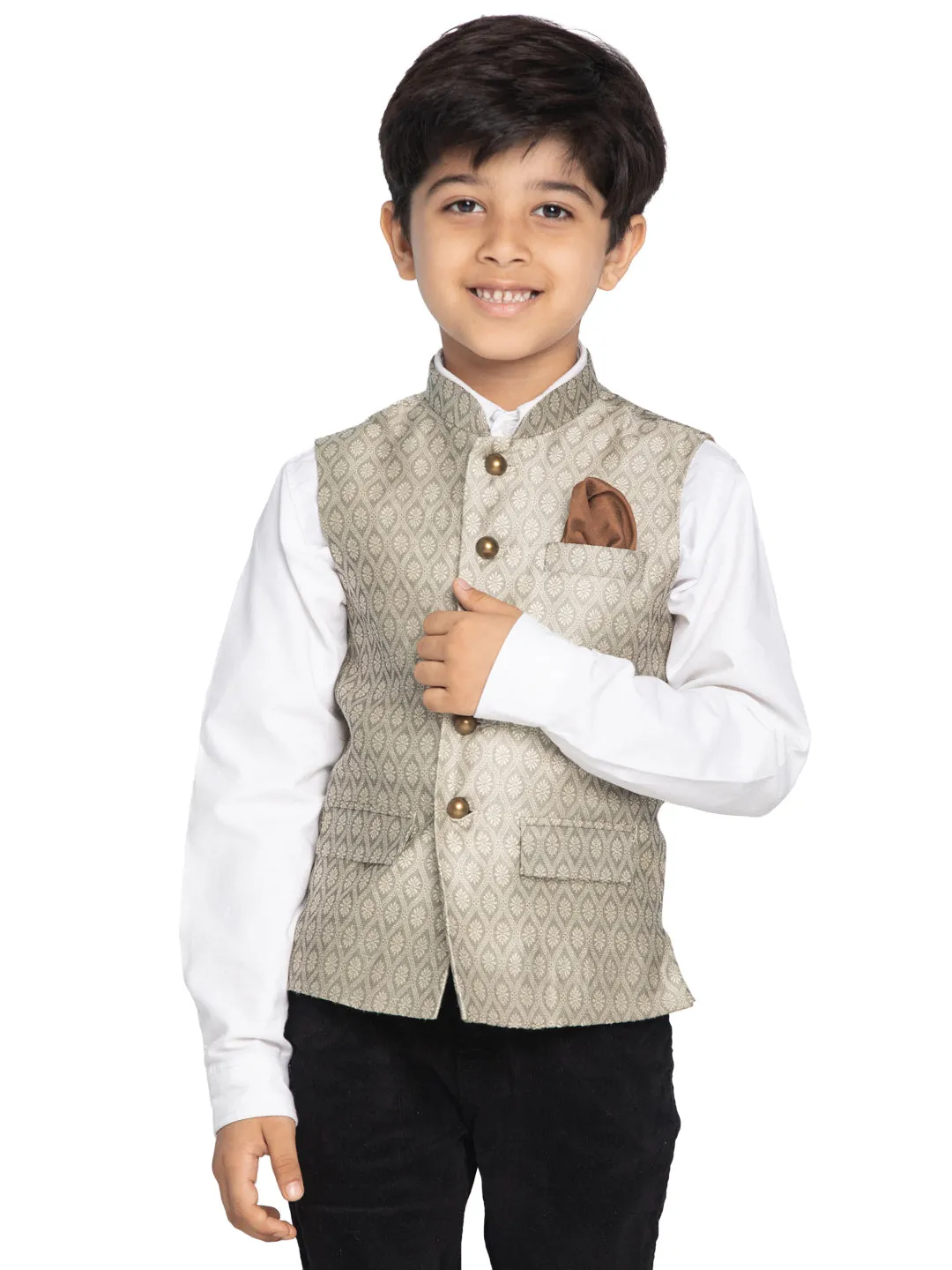 Boy's Beige Nehru Jacket - Vastramay Boys