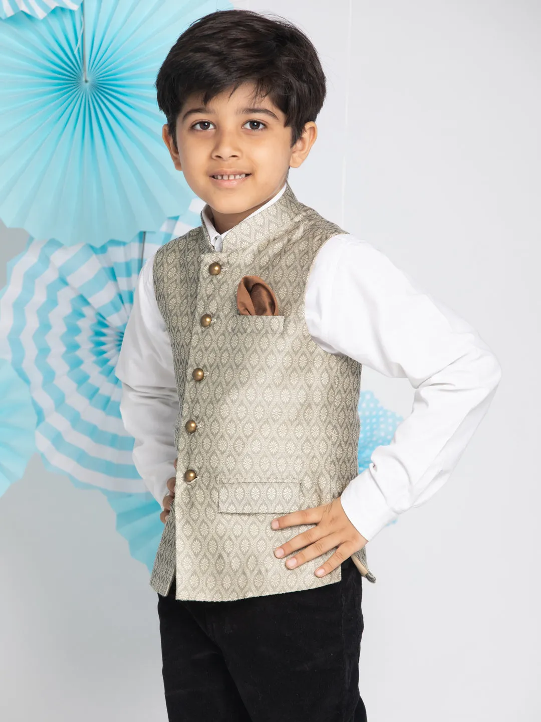 Boy's Beige Nehru Jacket - Vastramay Boys