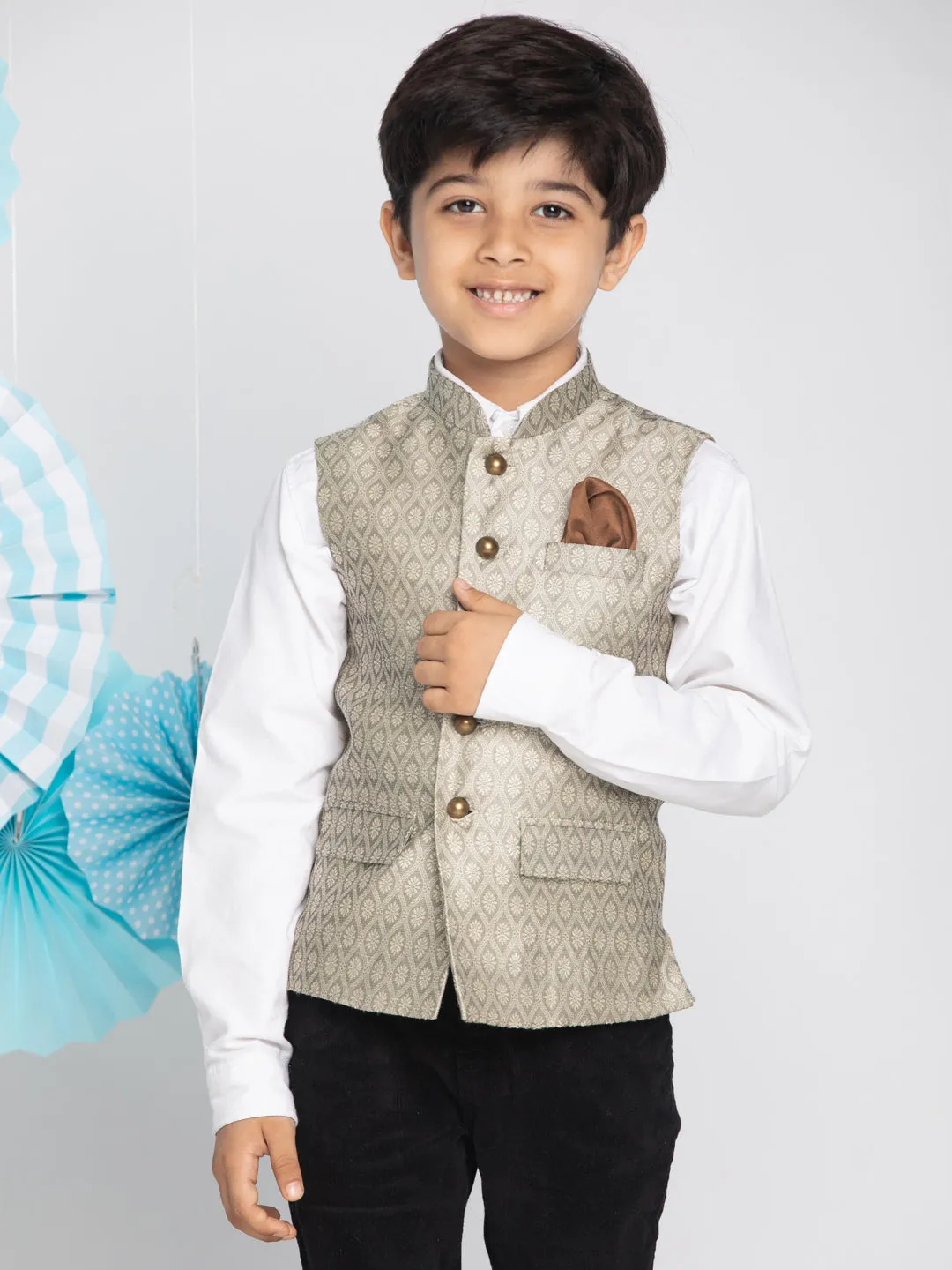 Boy's Beige Nehru Jacket - Vastramay Boys