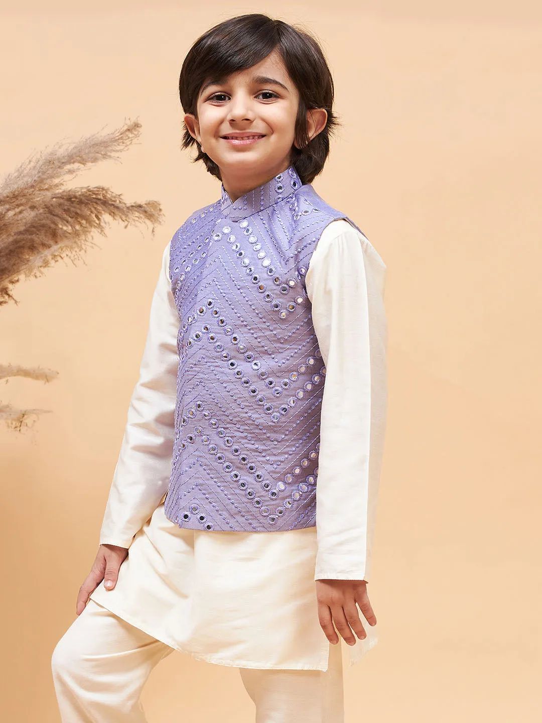 Boy's Purple Nehru Jacket - Vastramay Boys