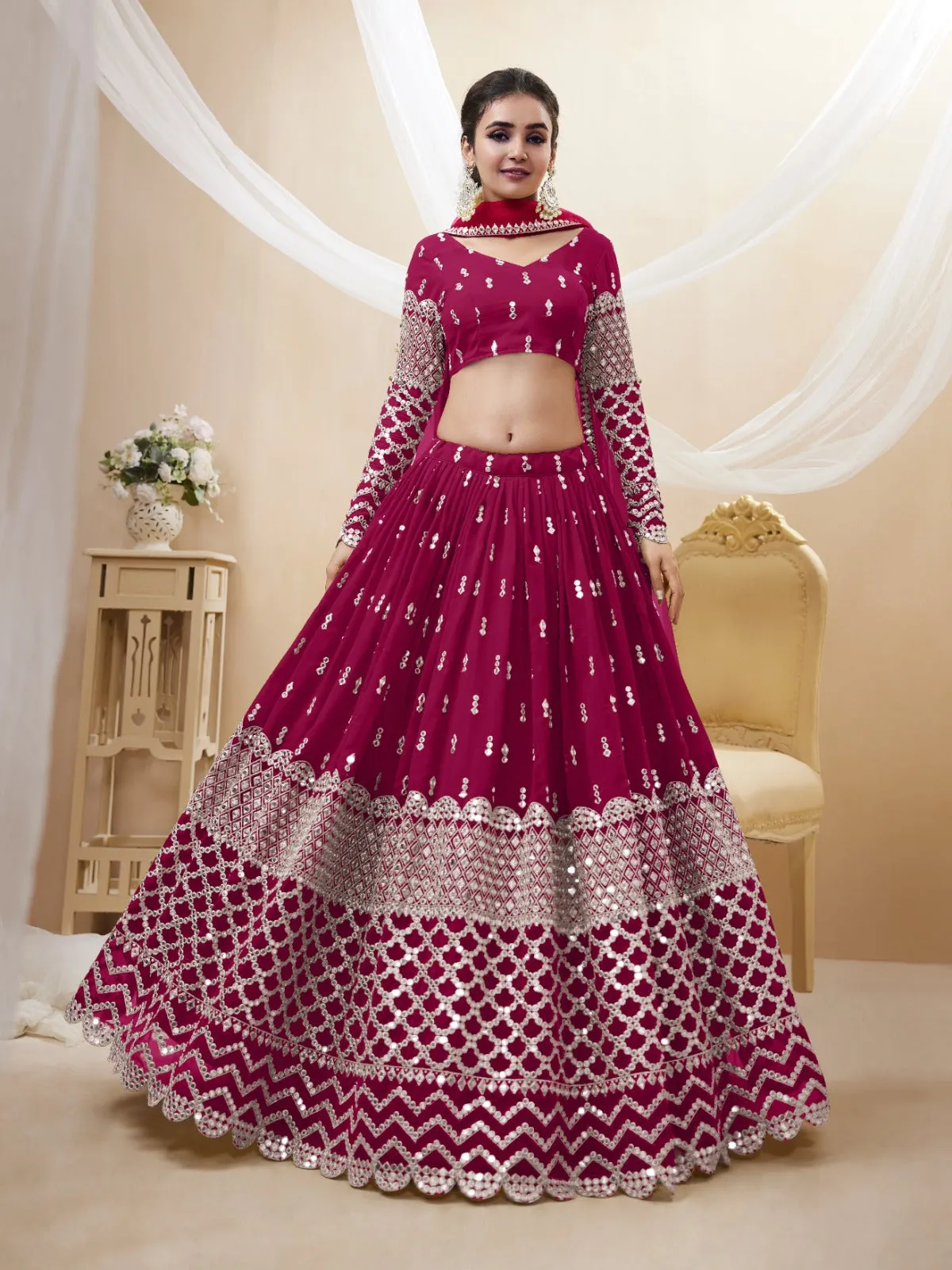 Bridal  Red Sequence Work Lehenga