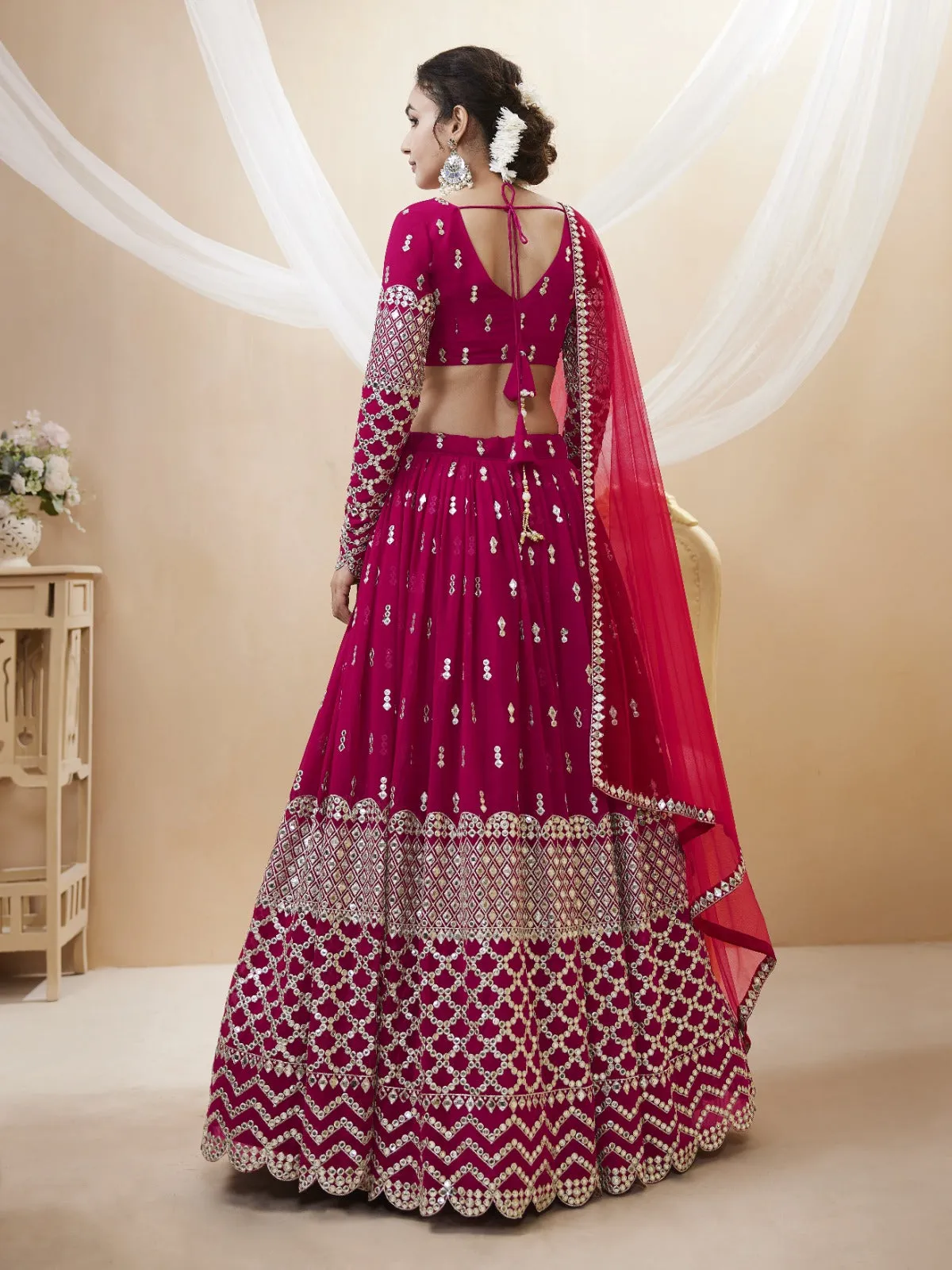 Bridal  Red Sequence Work Lehenga