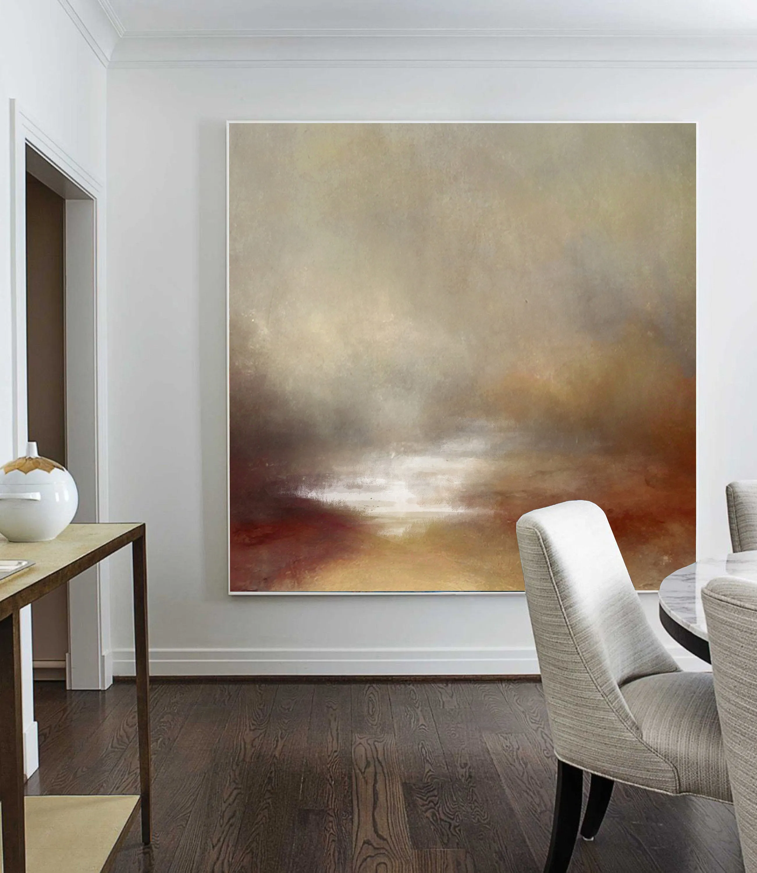 Brown Abstract Painting Sunrise Landscape Painting Dp094