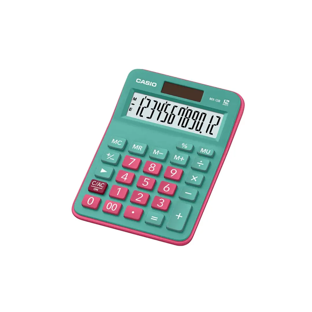 Casio MX-12B 12-Digit Calculator (Black/Green/Pink/Light Blue/Pink & Light Blue/Green & Red)