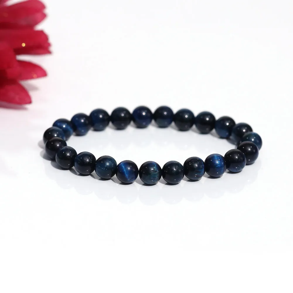 Certified Blue Tiger Eye 8mm Natural Stone Bracelet