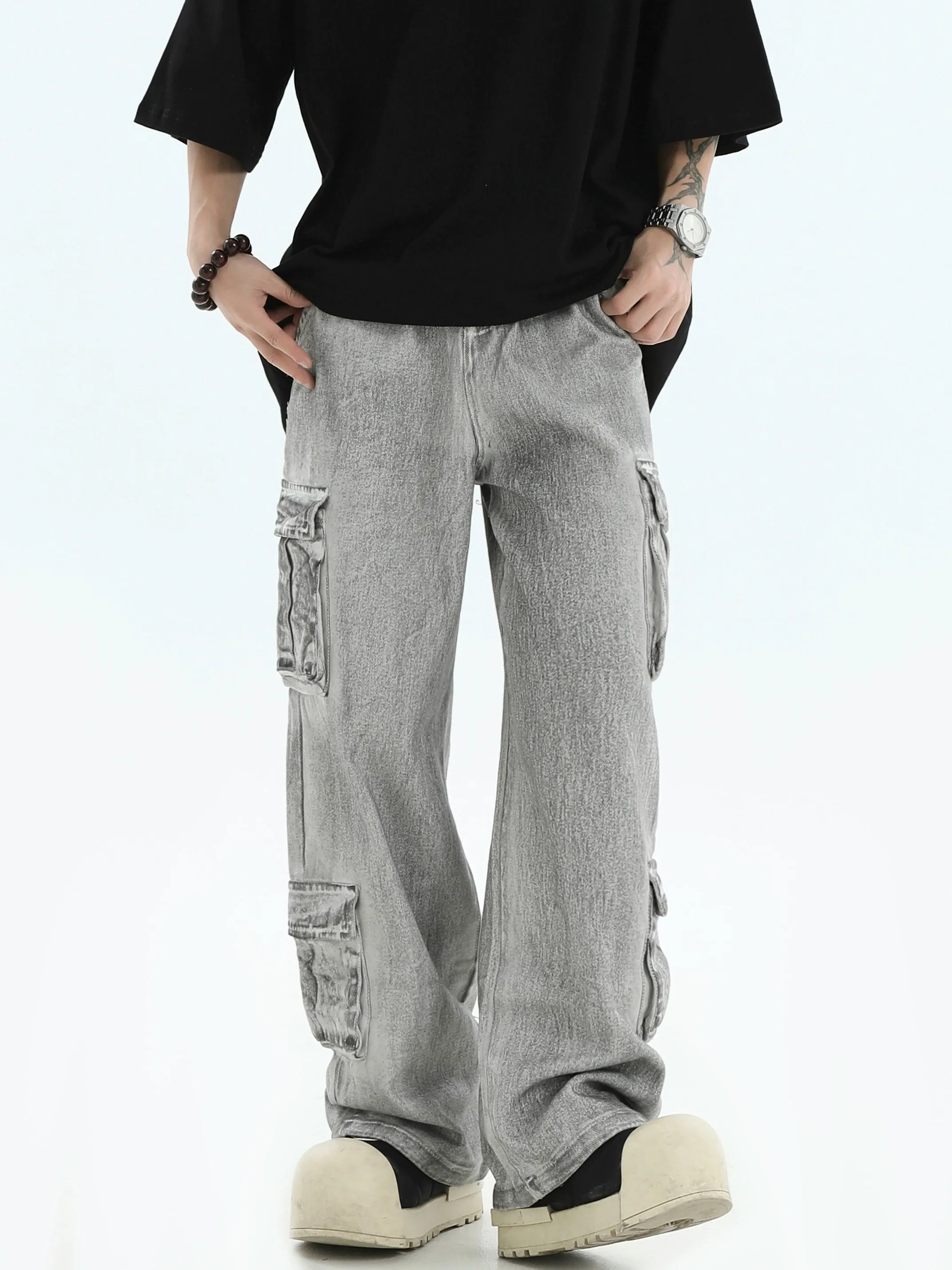 Chalk Effect Cargo Jeans