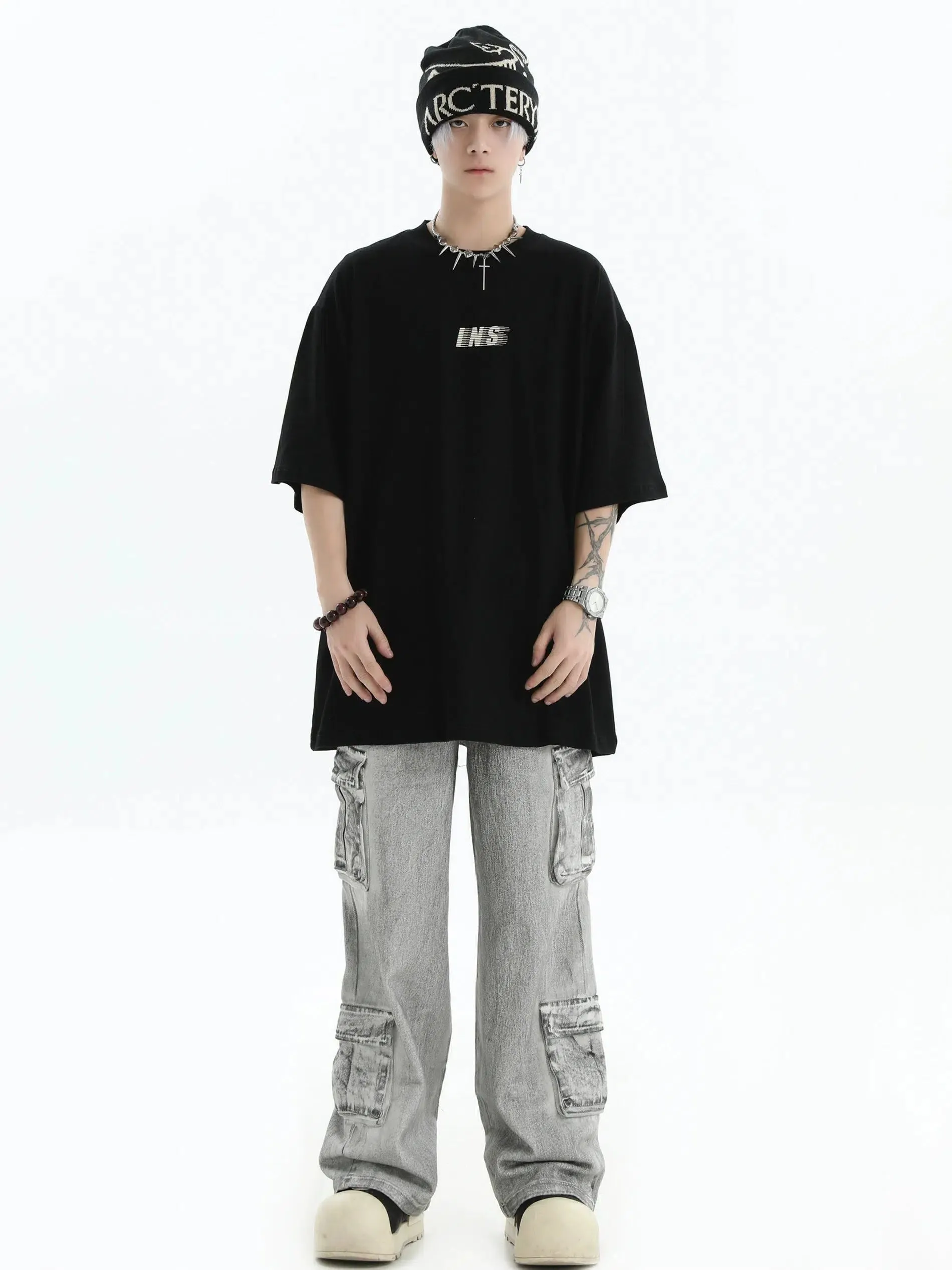 Chalk Effect Cargo Jeans