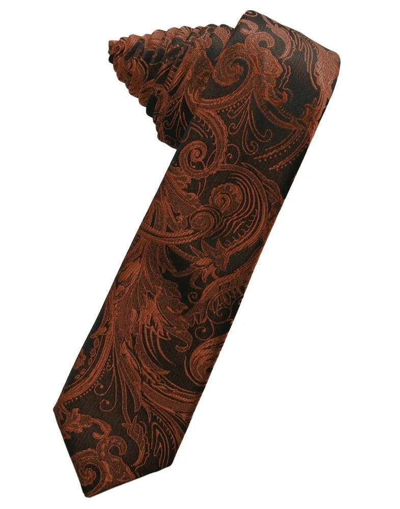 Cognac Tapestry Skinny Necktie