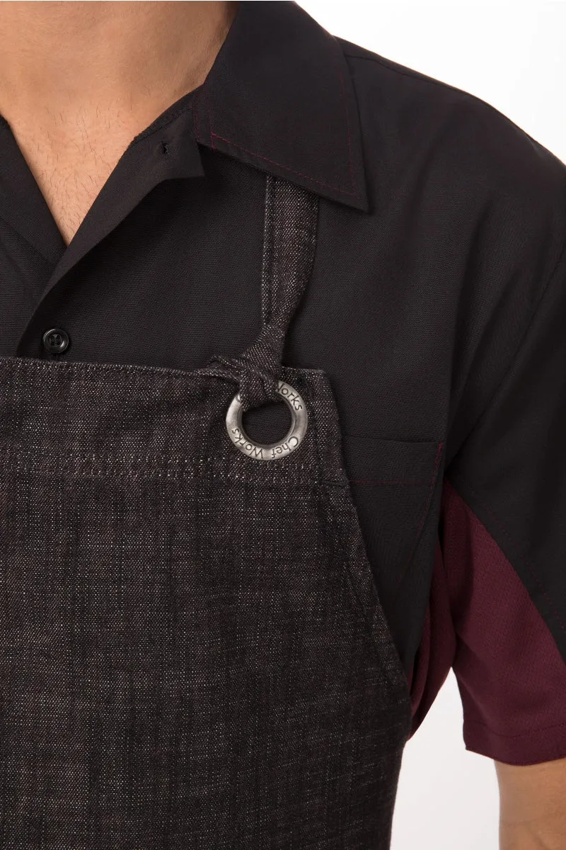 Corvallis Black & Burgundy Bib Apron