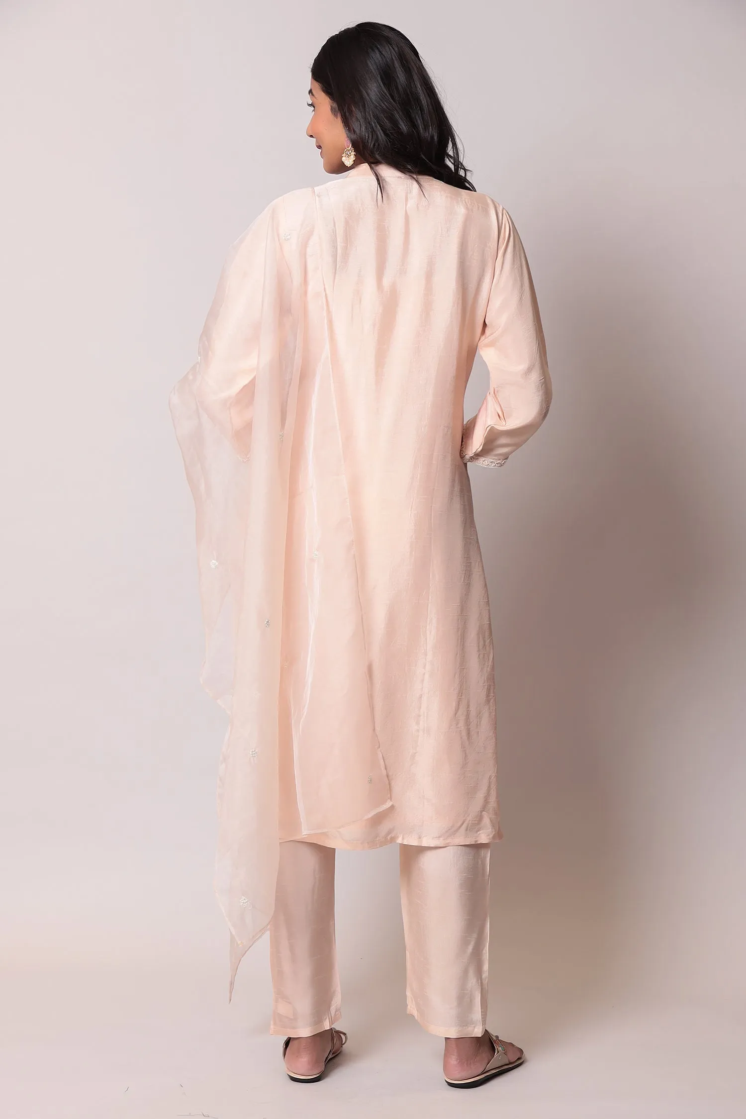 Cotton Straight Kurta Pant with Pearl and Thread work.