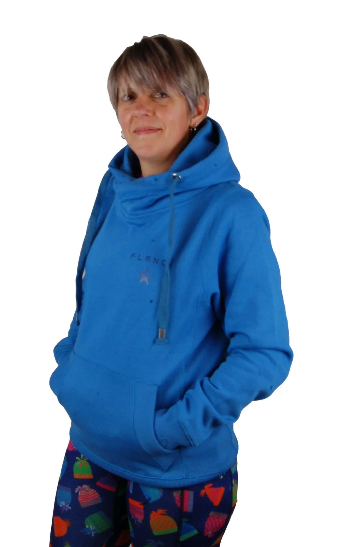 Cross Neck Hoodie | Light Blue