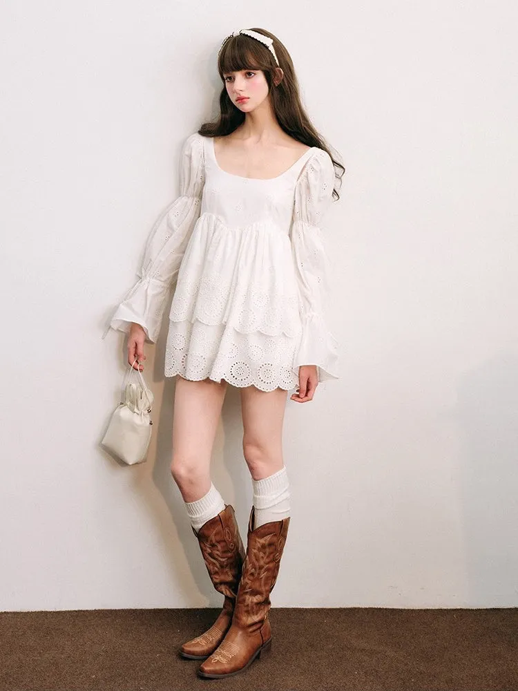 Cut Work Lace Lanthanum Sleeve Doll One Piece【s0000003851】