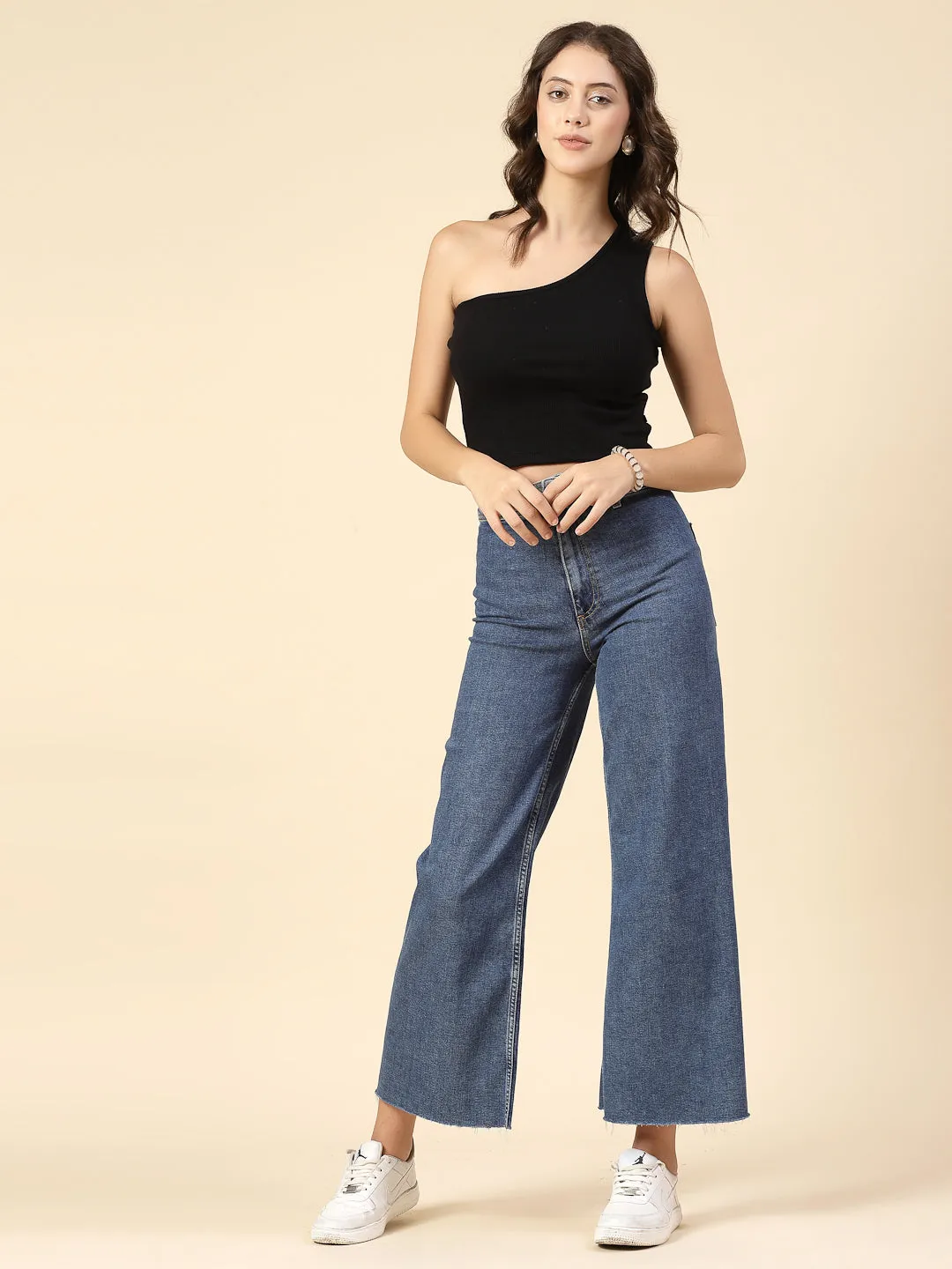 Cutout Elegance Solid Cotton Rib Knit Crop Top