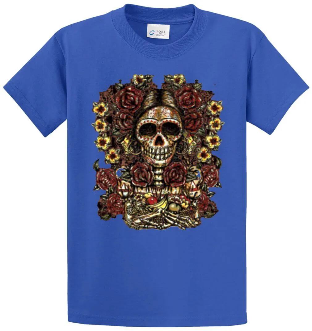 Day Of The Dead Skull Printed Tee Shirt