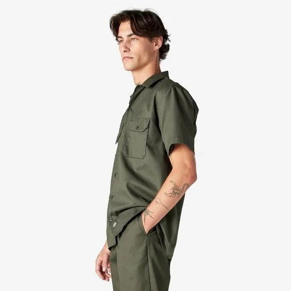 Dickies Short Sleeve Twill Work Shirt Olive Green